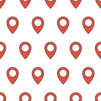 Pin Map Place Location Seamless Pattern On A White Background. Map Pointer Theme Vector Illustration