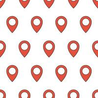 Pin Map Place Location Seamless Pattern On A White Background. Map Pointer Theme Vector Illustration