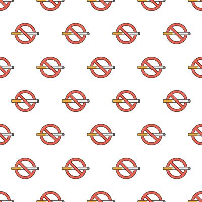 No Smoking Sign Seamless Pattern On A White Background. Stop Smoking Theme Vector Illustration