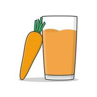 Carrot Juice With Carrot Vector Icon Illustration. Glass Of Carrot Smoothie Flat Icon