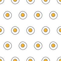 Fried Eggs Seamless Pattern On A White Background. Omelette Egg Theme Vector Illustration
