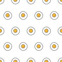 Fried Eggs Seamless Pattern On A White Background. Omelette Egg Theme Vector Illustration