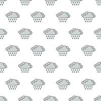 Rain Clouds Weather Seamless Pattern On A White Background. Weather Phenomena Theme Vector Illustration