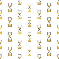 Sand Hourglass Seamless Pattern On A White Background. Timer Theme Vector Illustration