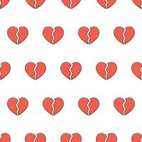 Broken Heart Seamless Pattern On A White Background. Love Heart Theme Vector Illustration