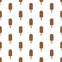 Chocolate Ice Cream Seamless Pattern On A White Background. Ice Cream Theme Vector Illustration
