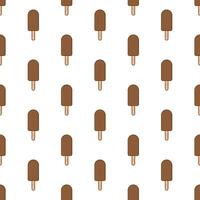 Chocolate Ice Cream Seamless Pattern On A White Background. Ice Cream Theme Vector Illustration