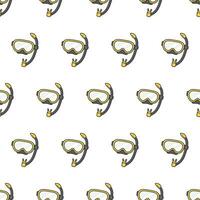 Dive Mask Seamless Pattern On A White Background. Diving Equipment Theme Vector Illustration
