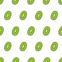 Slice Kiwi Seamless Pattern On A White Background. Kiwi Fruit Vector Illustration