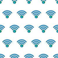 Earth Wifi Signal Seamless Pattern On A White Background. Global Network Theme Vector Illustration
