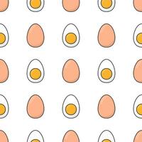 Eggs Seamless Pattern On A White Background. Chicken Eggs Icon Theme Vector Illustration