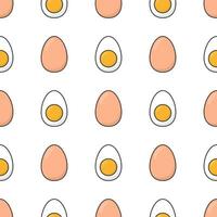 Eggs Seamless Pattern On A White Background. Chicken Eggs Icon Theme Vector Illustration