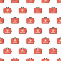 First Aid Kit Seamless Pattern On A White Background. Medical Bag Theme Vector Illustration