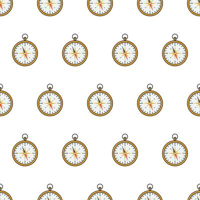 Compass Seamless Pattern On A White Background. Navigation Theme Vector Illustration