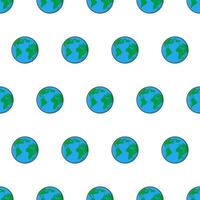 Earth Globes Seamless Pattern On A White Background. World Theme Vector Illustration