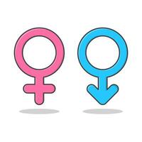 masculino y hembra símbolos vector icono ilustración. género símbolo rosado y azul plano icono