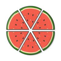 Slice Of Watermelon Fruits Vector Icon Illustration. Fresh Watermelons Flat Icon