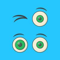 Set Of Cartoon Eyes Vector Icon Illustration. Human Emoji Eye Emoticon Flat Icon