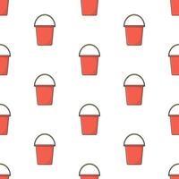 Plastic Bucket Seamless Pattern On A White Background. Plastic Bucket Theme Vector Illustration