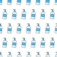 Soap Liquid Bottle Seamless Pattern On A White Background. Soap Theme Vector Illustration