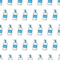 Soap Liquid Bottle Seamless Pattern On A White Background. Soap Theme Vector Illustration