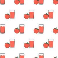 Tomato Juice Seamless Pattern On A White Background. Tomato Theme Vector Illustration