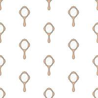 Hand Mirror Seamless Pattern On A White Background. Mirror Theme Vector Illustration