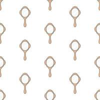 Hand Mirror Seamless Pattern On A White Background. Mirror Theme Vector Illustration