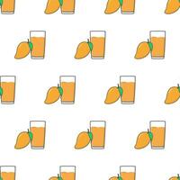 Mango Juice Seamless Pattern On A White Background. Mango Theme Vector Illustration