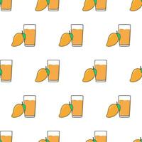 Mango Juice Seamless Pattern On A White Background. Mango Theme Vector Illustration