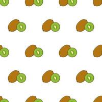 Kiwi Slice Seamless Pattern On A White Background. Kiwi Theme Vector Illustration