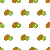 Kiwi Slice Seamless Pattern On A White Background. Kiwi Theme Vector Illustration