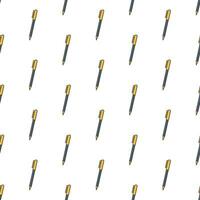 Pen Seamless Pattern On A White Background. School Theme Vector Illustration