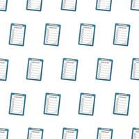 Clipboard with checklist Seamless Pattern On A White Background. Checklist Theme Vector Illustration