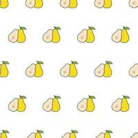 Pear Slice Seamless Pattern On A White Background. Pear Theme Vector Illustration