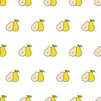 Pear Slice Seamless Pattern On A White Background. Pear Theme Vector Illustration