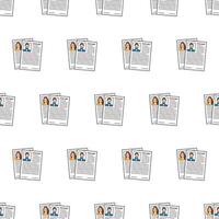 Job Resumes Seamless Pattern On A White Background. CV Application Theme Vector Illustration