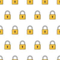 Padlock Seamless Pattern On A White Background. Lock Padlock Theme Vector Illustration