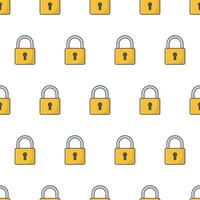 Padlock Seamless Pattern On A White Background. Lock Padlock Theme Vector Illustration