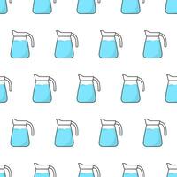 Glass Jug Seamless Pattern On A White Background. Pitcher With Water Theme Vector Illustration