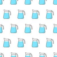 Glass Jug Seamless Pattern On A White Background. Pitcher With Water Theme Vector Illustration