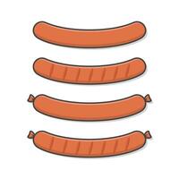 Set Of Sausage Vector Icon Illustration. Fresh Sausage Flat Icon. Grilled Sausage