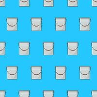 Metal Bucket Seamless Pattern On A Blue Background. Bucket Container Theme Vector Illustration