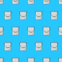 Metal Bucket Seamless Pattern On A Blue Background. Bucket Container Theme Vector Illustration