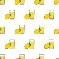 Lemon Juice Seamless Pattern On A White Background. Lemon Theme Vector Illustration