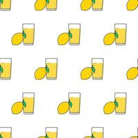 Lemon Juice Seamless Pattern On A White Background. Lemon Theme Vector Illustration