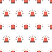 Red Flasher Siren Seamless Pattern On A White Background. Emergency Siren Theme Vector Illustration