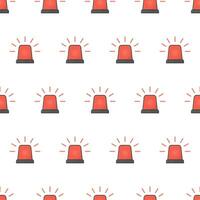 Red Flasher Siren Seamless Pattern On A White Background. Emergency Siren Theme Vector Illustration