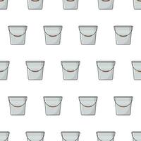 Metal Bucket Seamless Pattern On A White Background. Bucket Container Theme Vector Illustration