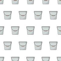 Metal Bucket Seamless Pattern On A White Background. Bucket Container Theme Vector Illustration